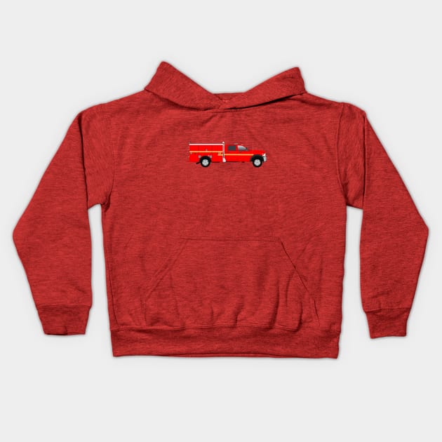 Quick Attack Fire Truck (red with yellow stripe) Kids Hoodie by BassFishin